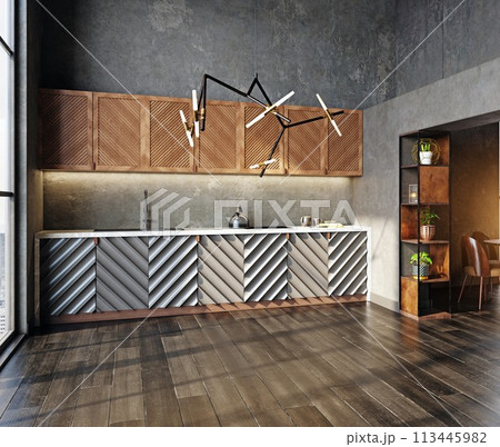 modern kitchen interior 113445982