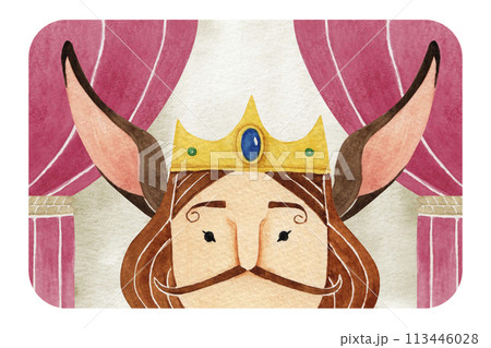 イソップ寓話　王様の耳はロバの耳　水彩 イラスト 113446028