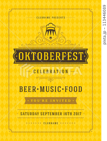 Oktoberfest Festival Poster Highlighting Beer, Music, and Food Oktoberfest Festival Poster Highlighting Beer, Music, and Food 113446089