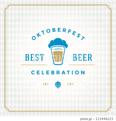 Oktoberfest beer festival celebration vintage greeting card or poster Oktoberfest beer festival celebration vintage greeting card or poster 113446223