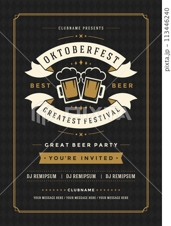 Oktoberfest Festival Poster Highlighting Beer, Music, and Food Oktoberfest Festival Poster Highlighting Beer, Music, and Food 113446240