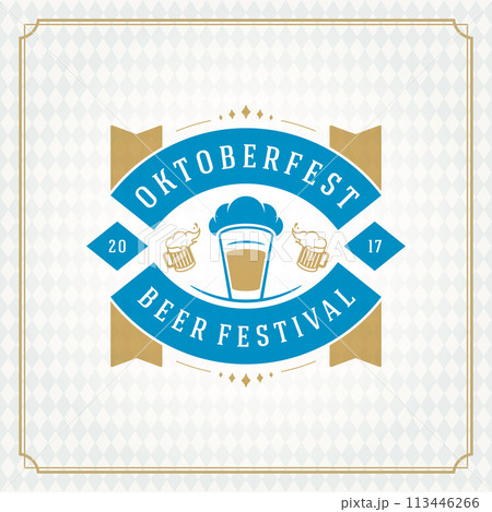 Oktoberfest beer festival celebration vintage greeting card or poster 113446266