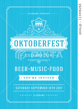 Oktoberfest beer festival celebration retro typography poster Oktoberfest beer festival celebration retro typography poster 113446268