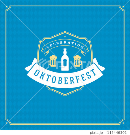 Oktoberfest beer festival celebration vintage greeting card or poster 113446301