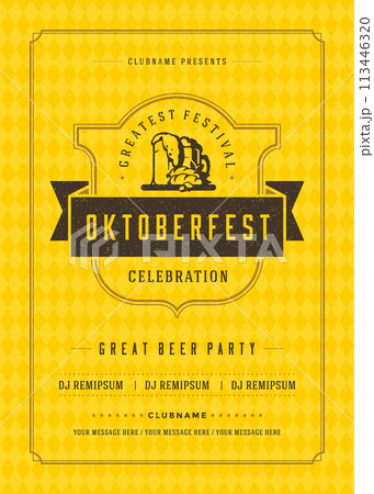Oktoberfest Celebration Poster With Date and Invitation 113446320