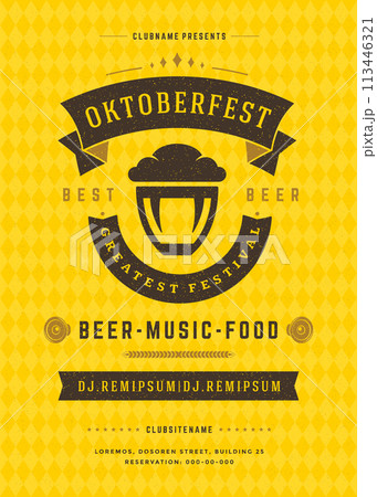 Oktoberfest Festival Poster Highlighting Beer, Music, and Food Oktoberfest Festival Poster Highlighting Beer, Music, and Food 113446321