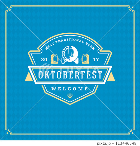 Oktoberfest beer festival celebration vintage greeting card Oktoberfest beer festival celebration vintage greeting card 113446349