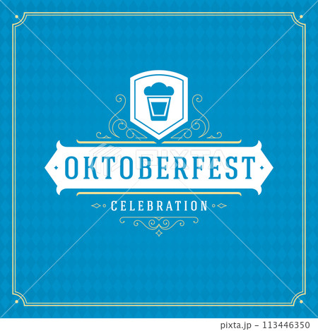 Oktoberfest beer festival celebration vintage greeting card Oktoberfest beer festival celebration vintage greeting card 113446350
