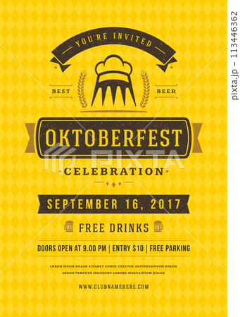 Oktoberfest beer festival celebration retro typography poster 113446362