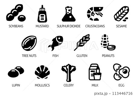 Allergen Food Major Allergy Icons 113446716