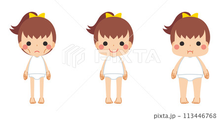 様々な体型の可愛い小さな女の子のイラスト セット バリエーション ベクター 白背景 様々な体型の可愛い小さな女の子のイラスト セット バリエーション ベクター 白背景 113446768
