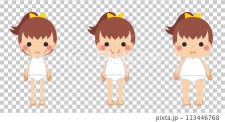 様々な体型の可愛い小さな女の子のイラスト セット バリエーション ベクター 白背景 様々な体型の可愛い小さな女の子のイラスト セット バリエーション ベクター 白背景 113446768