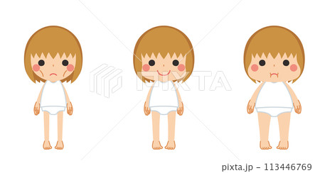様々な体型の可愛い小さな女の子のイラスト セット バリエーション ベクター 白背景 様々な体型の可愛い小さな女の子のイラスト セット バリエーション ベクター 白背景 113446769