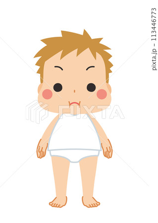 肥満体型の可愛い小さな男の子のイラスト 全身 ベクター 白背景 肥満体型の可愛い小さな男の子のイラスト 全身 ベクター 白背景 113446773