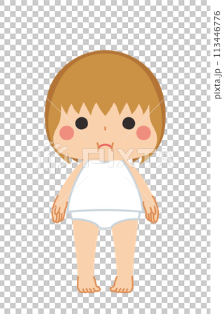 一個可愛的肥胖小女孩的插圖,全身向量,白色背景 一個可愛的肥胖小女孩的插圖,全身向量,白色背景 113446776