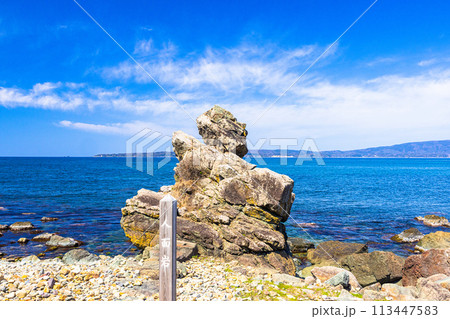 【新潟県_佐渡_人面岩】宇宙を見つめる？人面岩 113447583