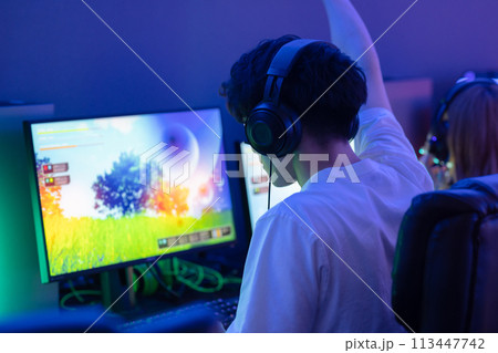 ゲームを楽しむ男性 113447742