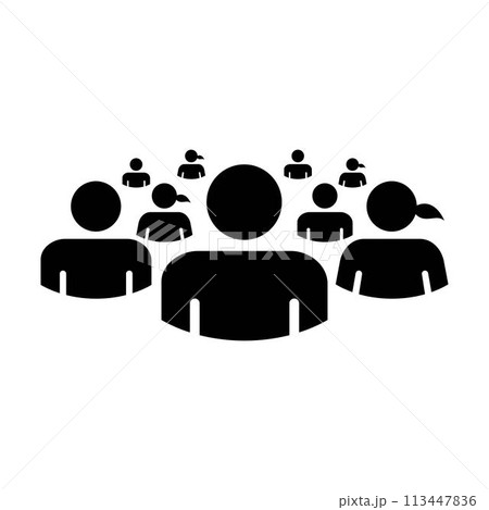 People icon vector male and female group of persons symbol in glyph pictogram illustration People icon vector male and female group of persons symbol in glyph pictogram illustration 113447836