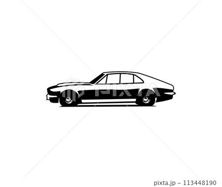 Aston Martin Lagonda V8 Saloon. isolated white background shown from the side. premium illustration vector design. best for logo, badge, emblem, icon, sticker design. available in eps 10 113448190