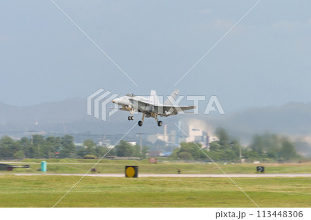 アメリカ海軍F/A-18Cホーネット離陸 アメリカ海軍F/A-18Cホーネット離陸 113448306