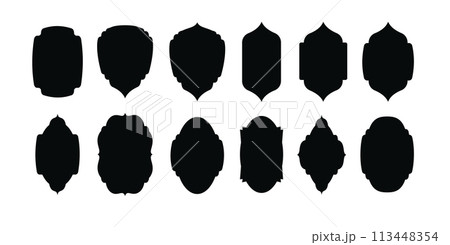 Set of vintage label and badges shape collections. Black template for patch. Vector 113448354