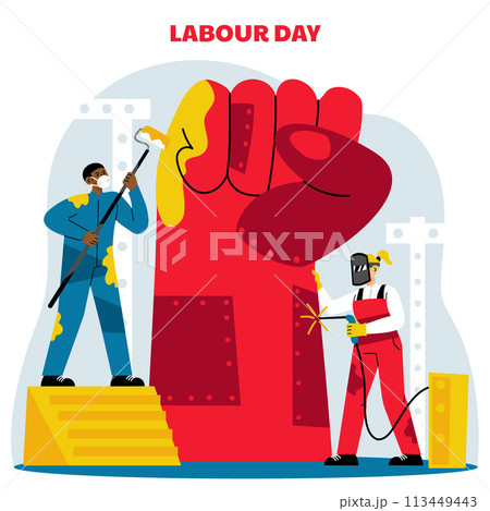 Flat labour day background 113449443