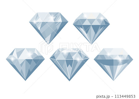 Collection of blue gemstones on a white background. Luxurious diamonds. Illustration. Vector	 113449853