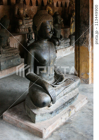 Buddha statues at Wat Si Saket in Vientiane Buddha statues at Wat Si Saket in Vientiane 113449900
