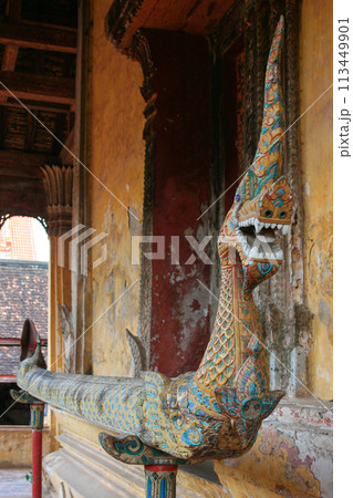 Naga sculpture at Wat Si Saket in Vientiane Naga sculpture at Wat Si Saket in Vientiane 113449901