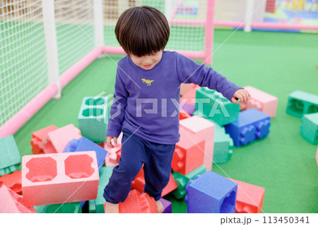 元気に遊びまわる男の子 元気に遊びまわる男の子 113450341