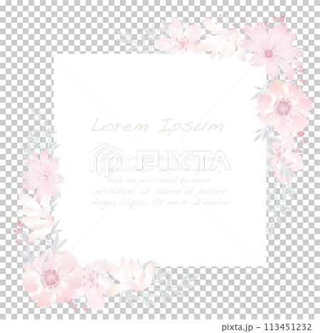 水彩風格柔和的色彩花向量框架圖 113451232