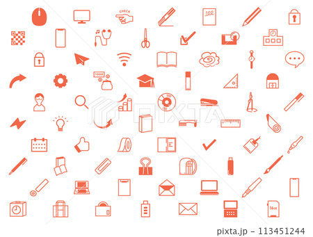 文房具・学校・職場・学習・仕事に関するイラストセット 113451244