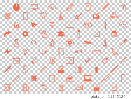 文房具・学校・職場・学習・仕事に関するイラストセット 113451244