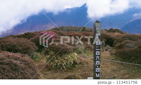 雲に覆われた山頂 113451756