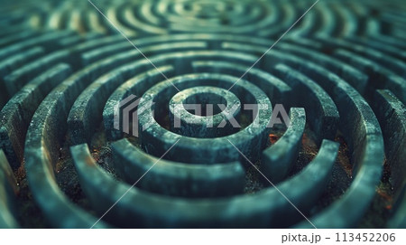 A close up of a circular maze with many different paths, AI A close up of a circular maze with many different paths, AI 113452206