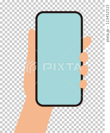 スマホを持つ手元イラスト_正面 スマホを持つ手元イラスト_正面 113452315