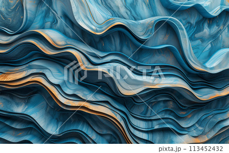Abstract Background with Gold and Blue Wavy Surface, Generative AI Abstract Background with Gold and Blue Wavy Surface, Generative AI 113452432
