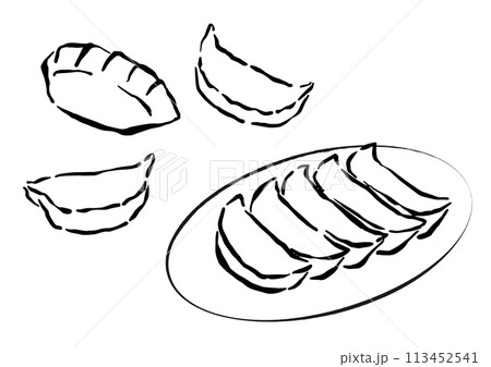 餃子の線画イラストセット 餃子の線画イラストセット 113452541