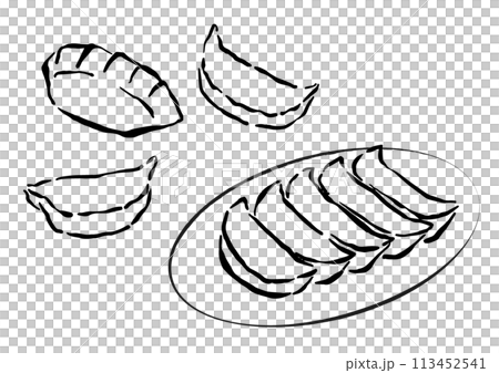 餃子の線画イラストセット 餃子の線画イラストセット 113452541