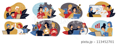 Teamwork and partnership of people, business tasks Teamwork and partnership of people, business tasks 113452701