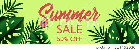 Summer Sale Tropical design template banner illustration Summer Sale Tropical design template banner illustration 113452930