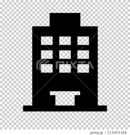 シンプルなビルのシルエットアイコン。建物のシルエットアイコン。ベクター。 シンプルなビルのシルエットアイコン。建物のシルエットアイコン。ベクター。 113453166