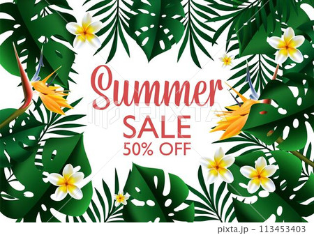 Summer Sale Tropical design template banner illustration Summer Sale Tropical design template banner illustration 113453403