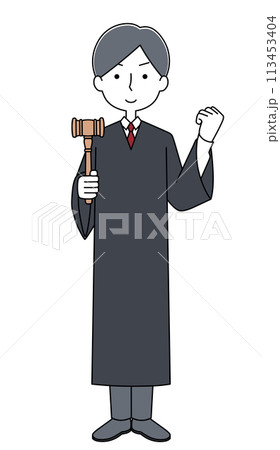 ガッツポーズ 裁判官の男性のイラスト ガッツポーズ 裁判官の男性のイラスト 113453404
