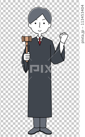 ガッツポーズ 裁判官の男性のイラスト ガッツポーズ 裁判官の男性のイラスト 113453404