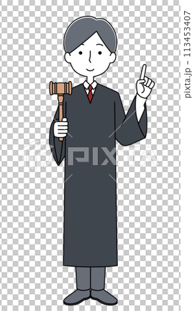 指差す　裁判官の男性のイラスト 113453407