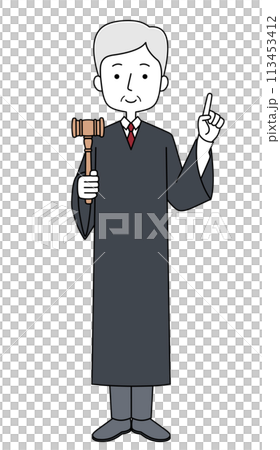 指差す 裁判官の男性のイラスト 指差す 裁判官の男性のイラスト 113453412