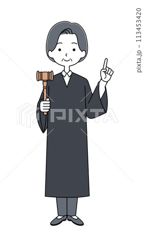 指差す　裁判官の女性のイラスト 113453420