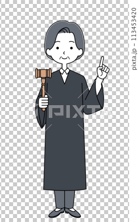 指差す　裁判官の女性のイラスト 113453420