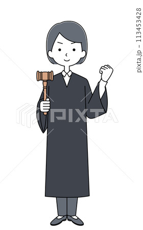 ガッツポーズ 裁判官の女性のイラスト ガッツポーズ 裁判官の女性のイラスト 113453428